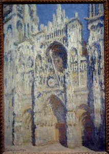La catedral de Rouen, el portal y la torre Saint Romain, pleno sol armonía azul y dorado de Claude Monet