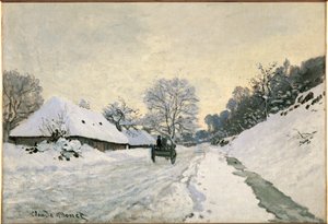 La charette, route sous la neige a Honfleur (óleo sobre lienzo)