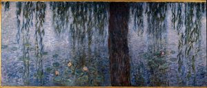 Les Nympheas; en la mañana clara con sauces (parte izquierda del tríptico, óleo sobre madera, 200 x 425 cm), sd. 1914-1926. por Claude Monet (1840-1926). Museo de la Orangerie de Claude Monet