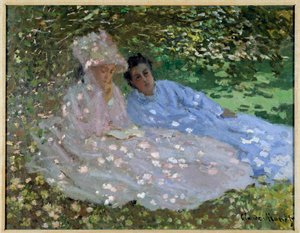 La señora Monet y una amiga en el jardín
