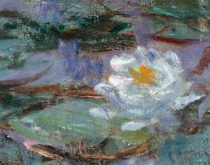 Lirios de agua azul. Detalle de un nenúfar. Pintura de Claude Monet (1840-1926) de Claude Monet