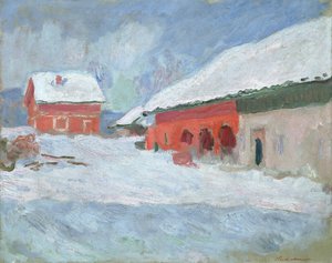 Noruega, Casas Rojas en Bjornegaard, 1895 de Claude Monet