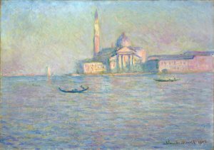 San Jorge el Mayor (Venecia, Italia) (La Iglesia de San Giorgio Maggiore, Venecia) - Pintura de Claude Monet (1840-1926), óleo sobre lienzo de Claude Monet