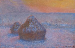 Montones de trigo (puesta de sol, efecto de nieve)