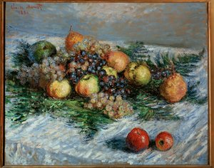Naturaleza muerta con fruta (óleo sobre lienzo) de Claude Monet