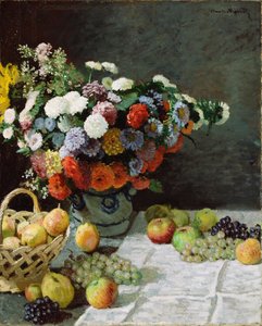 Naturaleza muerta con flores y frutas, 1869