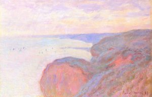 En el acantilado cerca de Dieppe, cielo cubierto de Claude Monet