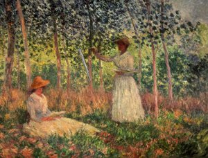 Suzanne leyendo y Blanche pintando de Claude Monet