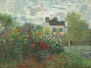 El jardín del artista en Argenteuil, una esquina del jardín con dalias, 1873 de Claude Monet