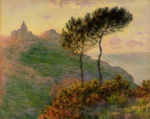 La iglesia en Varengeville, contra la luz del sol de Claude Monet