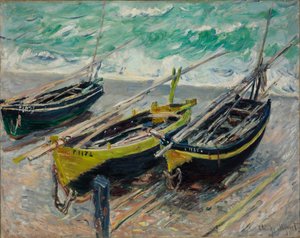 Tres barcos de pesca de Claude Monet