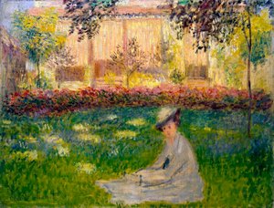 Mujer en un jardín, 1876 de Claude Monet