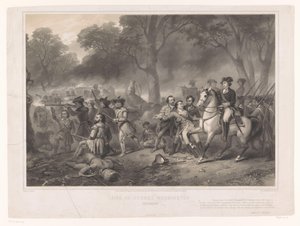 George Washington en la Batalla de Monongahela Vida de George Washington, el soldado (título sobre objeto) de Claude Régnier