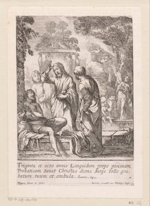 La curación del hombre en el estanque de Betesda Miracula Domini Nostri Jesu Christi (título de la serie) Milagros de Cristo (título de la serie) de Claude Vignon