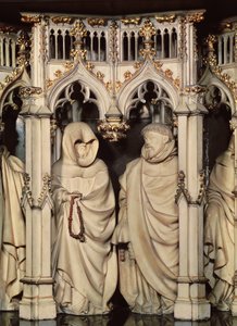 La tumba de Felipe el Atrevido (1342-1404) detalle de dos dolientes, de la Iglesia de Chartreuse en Champmol de Claus and Marville Jean de (d.1389) Sluter