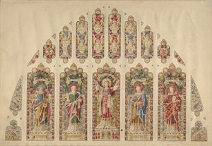 Diseño para una Ventana de Vidrio Multicolor, Iglesia de la Paternidad Divina, Nueva York, ca. 1898 de Clayton and Bell