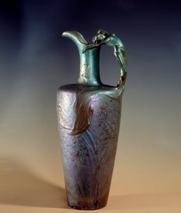 Art Nouveau: Lámpara de loza y metal por Clément Massier (1845-1917) de Clement Massier