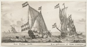 Varios barcos y vistas de Ámsterdam (Verscheÿde Schepen en Gesichten van Amstelredam), Parte II: Yate de la Almirantazgo Holandés. Un barco de guardia