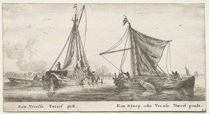 Varios Barcos y Vistas de Ámsterdam (Verscheÿde Schepen en Gesichten van Amstelredam), Parte II: Una Barca de Turba Frisona. El Dÿnop, cerca del Estanque de Turba Veensche de Clement de Jonghe