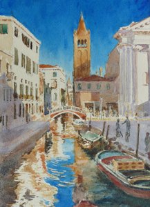 Río Di S. Barnaba, última hora de la tarde, Nochevieja, 2020 (acuarela) de Clive Wilson