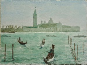 S.M.Maggiore, Mañana soleada de invierno, 2020 (acuarela) de Clive Wilson