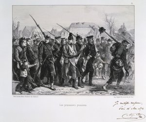 Guerra Franco-Prusiana 1870-1871: Prisioneros de guerra prusianos. De una serie de litografías de Clément Auguste Andrieux sobre las Guardias Nacionales. de Clément Auguste Andrieux