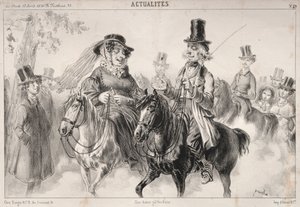 Actualidades: Dis donc Madame Miroton il paraitrait que cest nous qui donnons le ton..., 1841 de Clémente Pruche