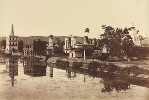 Tanque y Templos en Bunshunkuree, c. 1857 de Col. Thomas Biggs