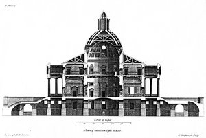 Sección del Castillo de Mereworth en Kent, grabado por H. Hulsbergh