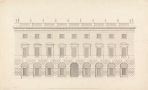 Casa de pueblo sin identificar: Alzado frontal de Colen Campbell