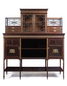 Gabinete lateral victoriano tardío con incrustaciones de Collinson and Lock