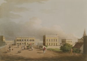 El Antiguo Palacio de Justicia, Calcuta, lámina 17 de Veinticuatro Vistas en Hindostán, grabado por Harradon, publicado por Edward Orme (1774-c.1820) 1805 (aguatinta)