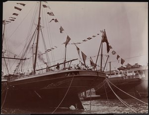S.S. "Umbria" en el muelle (foto en blanco y negro) de Company Byron