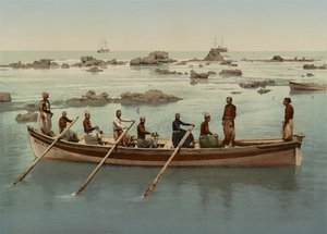 Barqueros, Jaffa, Israel, c.1890-1906 (impresión fotocromática) de Company Photoglob