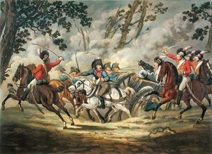 Caballería ligera inglesa atacando artillería francesa, de 