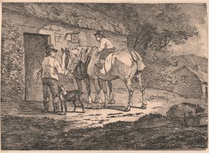 Caballos a la puerta de Cottages de Conrad Gessner
