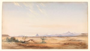 Cordillera de los Andes, vista desde el Llano del Misterio, cerca de Santa Cruz, c.1878 (acuarela) de Conrad Martens