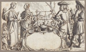 Alegoría de la pobreza y la riqueza (pluma y tinta marrón con aguada gris sobre papel verjurado) de Conrad Meyer