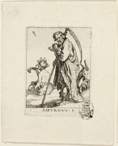 Saturnus, lámina uno de Der VII Planeten de Conrad Meyer
