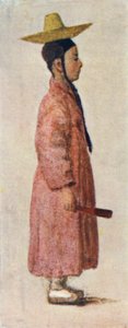 Un novio coreano con su pintoresco sombrero (litografía en color) de Constance J.D. Coulson