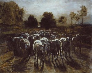Rebaño de ovejas, o El regreso del rebaño de Constant Emile Troyon