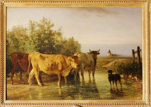 Manada pasando el gue ... de Constant Emile Troyon