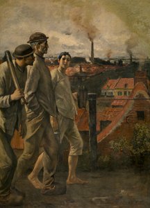 Regreso de la mina (óleo sobre lienzo) de Constantin Emile Meunier