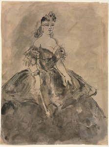 En el baile (recto), La mujer con el abanico, después de Goya (verso), siglo XIX de Constantin Guys