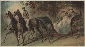Carruaje en el Bois de Boulogne, 1800s de Constantin Guys