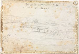 Escena de campamento de guerra, reverso, siglo XIX de Constantin Guys
