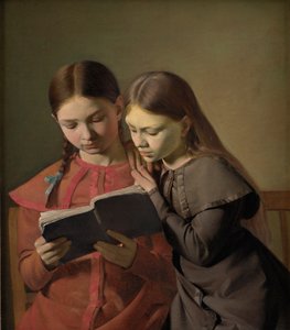 Las hermanas del artista Signe y Henriette leyendo un libro, 1826