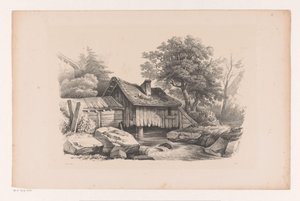 Casa de madera sobre el río El paisaje (título de la serie) de Constantinus Cornelis Huysmans