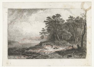 paisaje con pastor de Constantinus Cornelis Huysmans