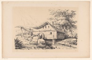 Molino de agua en un paisaje de montaña El paisaje (título de la serie) de Constantinus Cornelis Huysmans